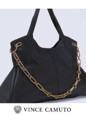 New $248 Vince Camuto Freya Black Leather Hobo Shoulder Bag